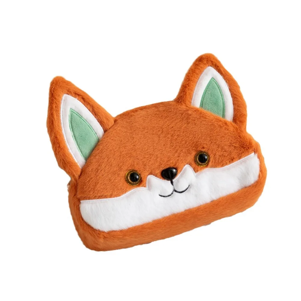 Cartoon Cute Fox Pencil Case borsa per penna in peluche di grande capacità borsa per cancelleria per studenti borsa per l\'organizzazione del Desktop