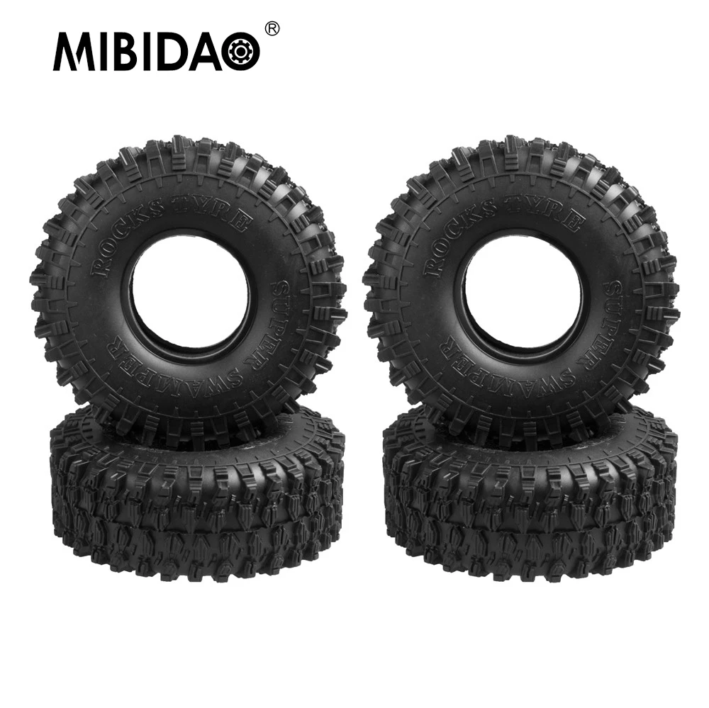 

MIBIDAO 4Pcs 1.9 inch 120mm Beadlock Rubber Wheel Tires for TRX-4 Axial Wraith SCX10 90046 1/10 RC Crawler Car Truck Model Parts
