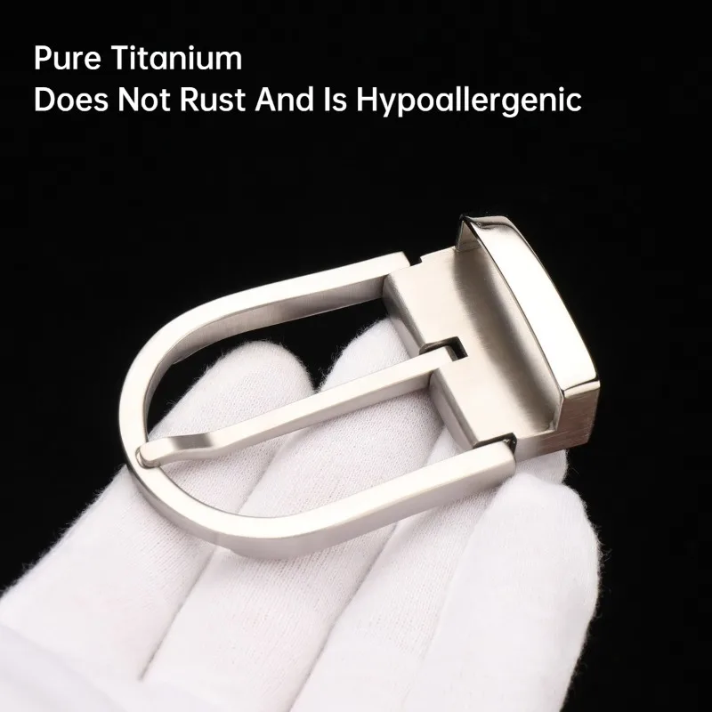 3.5 سنتيمتر التيتانيوم النقي هيبوالرجينيك حزام دبوس مشبك رئيس غير قابل للصدأ الرجال تنوعا عادية مناسبة ل 3.3-3.5 سنتيمتر أحزمة واسعة مشبك #3