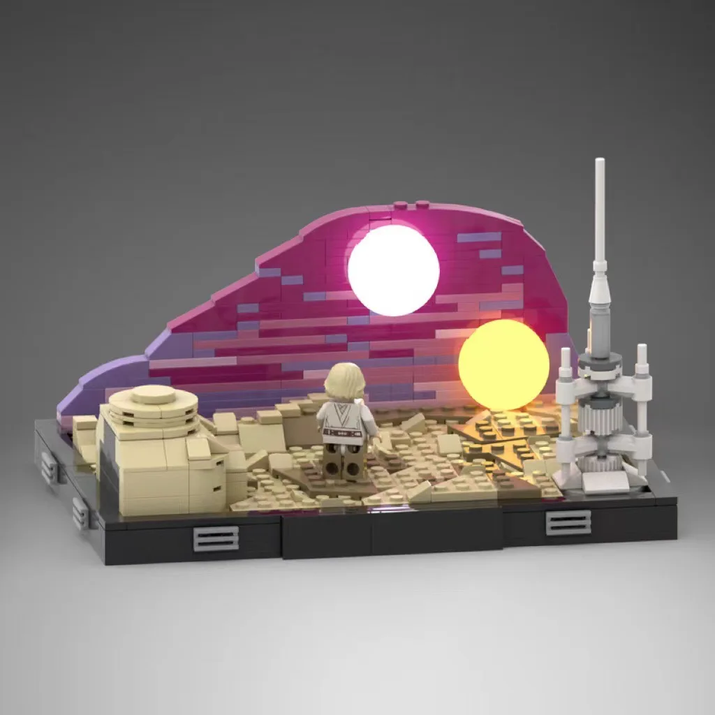 Double Sunset Scenery Building Blocks MOC Dreamy View Model DIY Bricks Toy For Lovers Collectors And Festival Presents