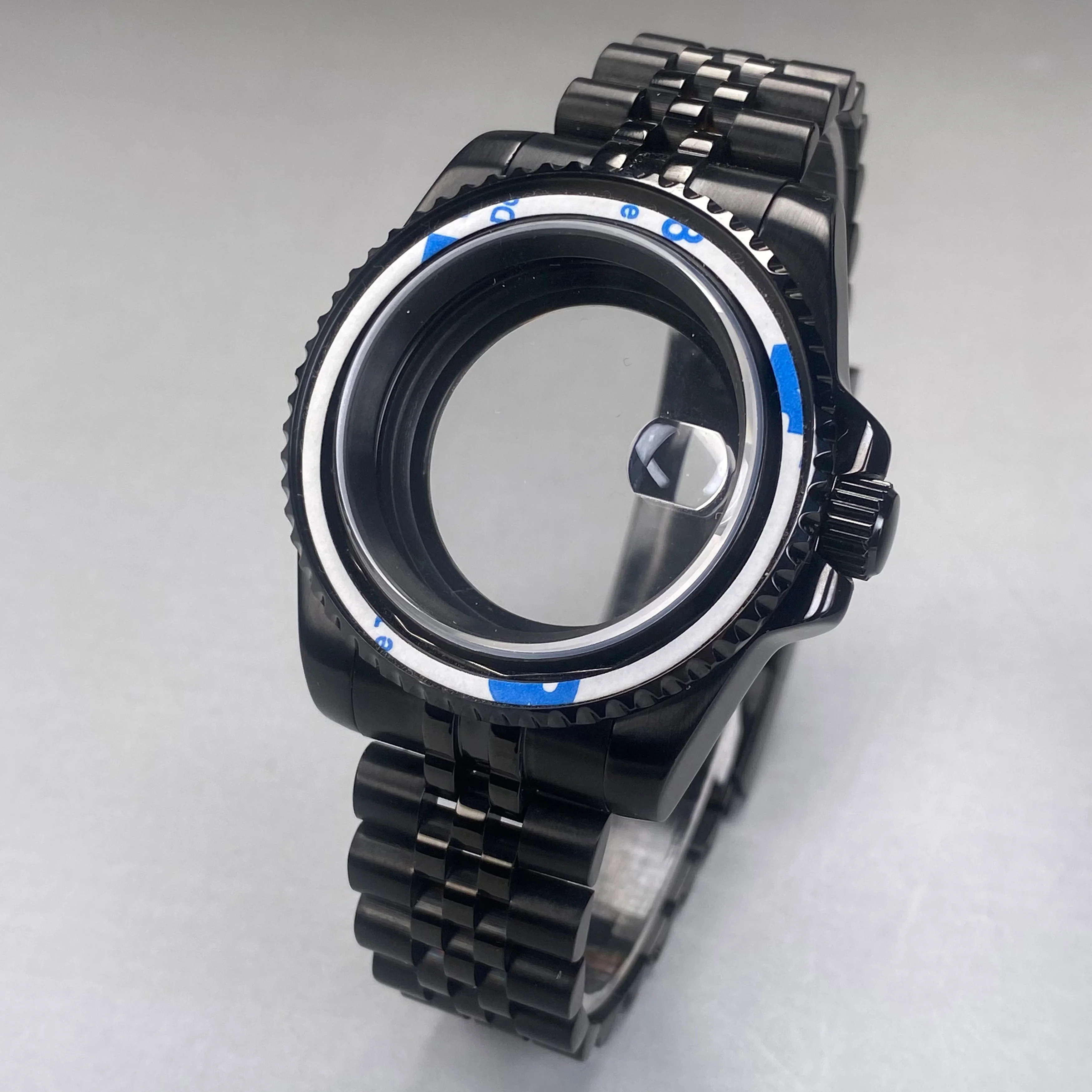 40mm sub/gmt nh35 caixa de relógio preto vidro safira 120 clicks 10atm caixa à prova dwaterproof água para seiko mod peças nh35 movimento 28.5mm dial