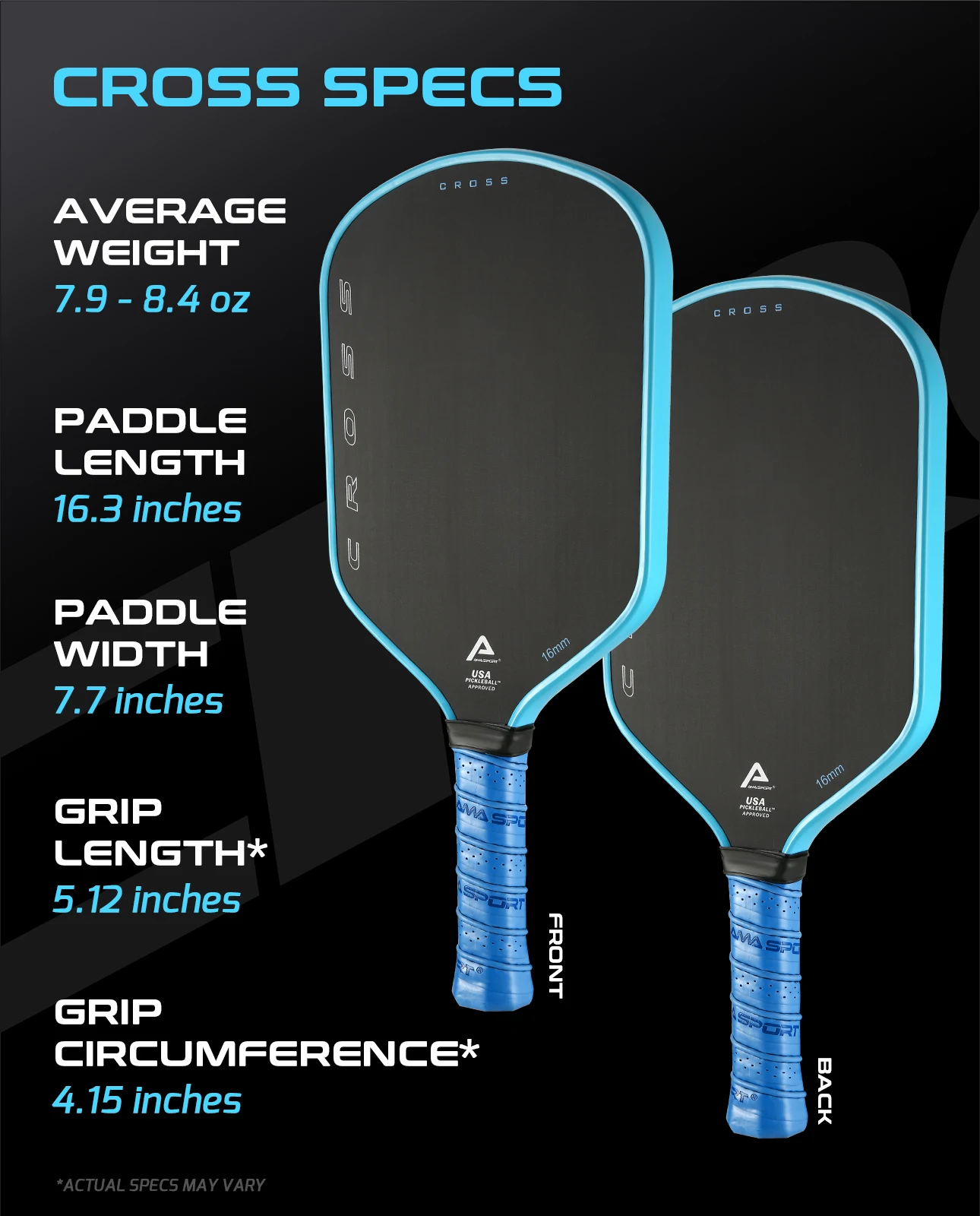 AMASPORT USAPA Pickleball Paddle Raw Cross T700 fibra de carbono 16mm Cross Tech Pickleball paletas raqueta con cubierta de paleta