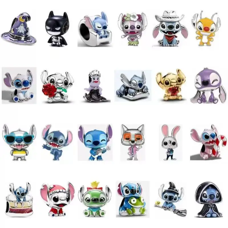 Abalorios de plata 925 de Stitch Disney, compatibles con pulseras y collares de 3 mm para mujer, colgante de lujo para hacer joyas DIY, regalos finos