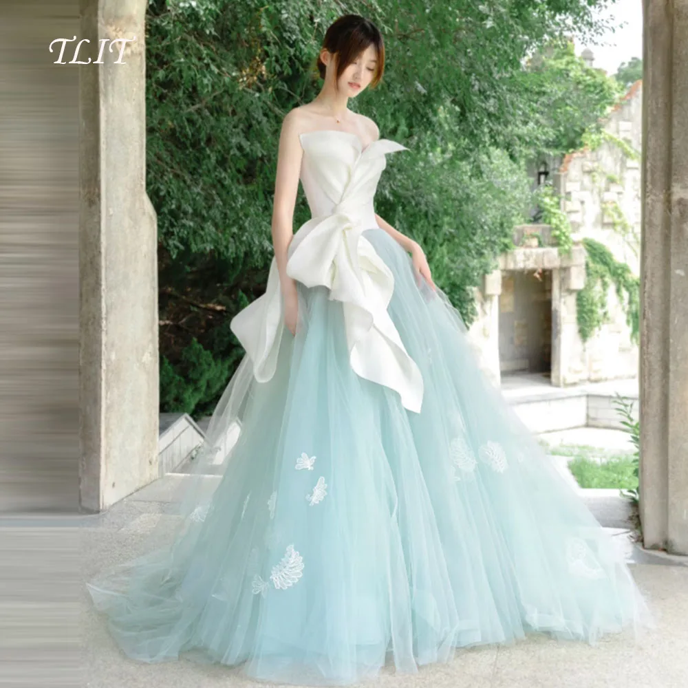 TLIT 럭셔리 캔디 컬러 튤 새틴 이브닝 드레스 스트랩리스 イブニング? 드레스 크리스크로스 지퍼 A라인 프롬 맞춤형