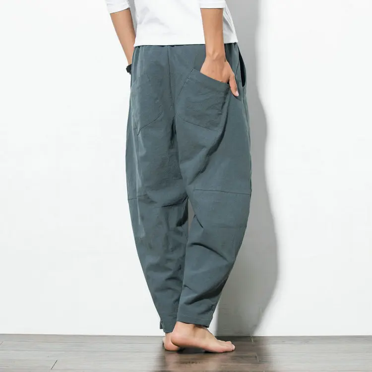 Buddha Shaolin Wear pantaloni Casual estate nuovi pantaloni stile cinese Harun pantaloni uomo pantaloni di grandi dimensioni linea di cotone pantaloni