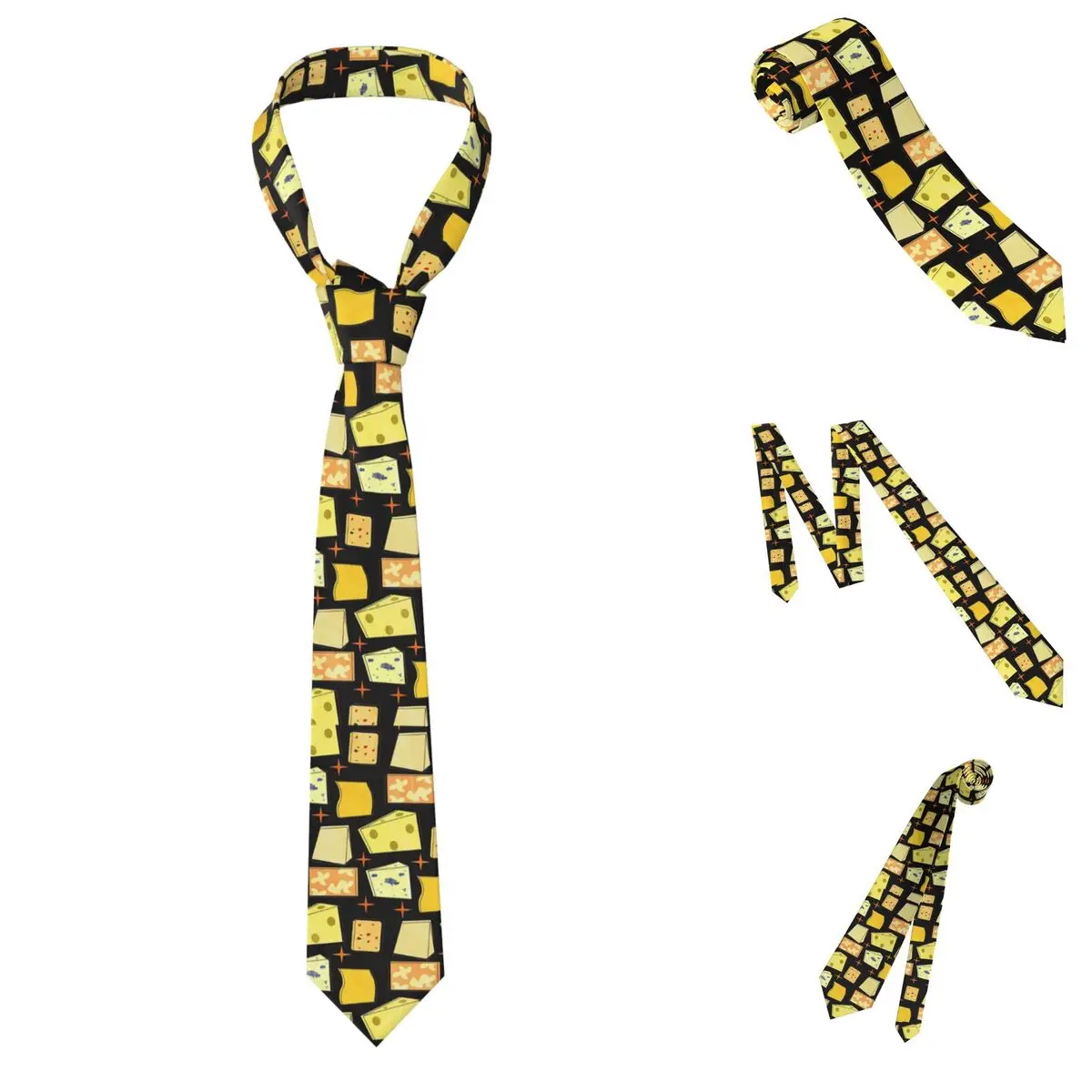 Cheese Pattern Necktie for Men Silk Polyester 8 cm Neck Ties Party Suits Tie Classic Gravatas