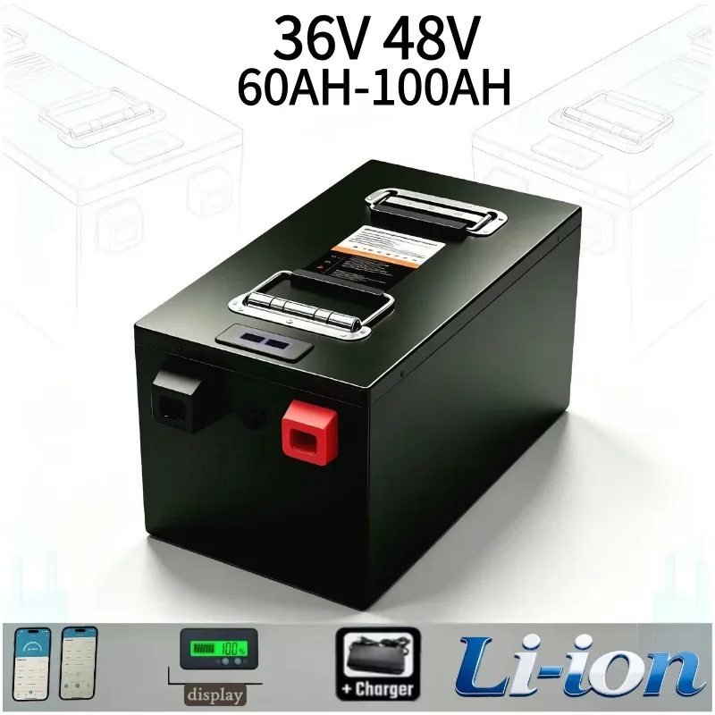 36V/48V Li-ion Battery 60/80/100Ah with Bluetooth BMS, Lithium Storage Battery for Solar System, RV, Caravan, Emergency Backup P