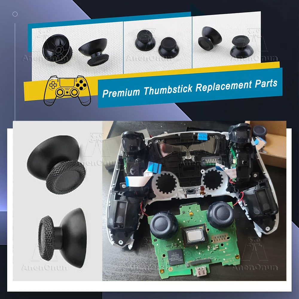 قطع غيار ممتازة لوحدة تحكم PS5 Thumbstick مضادة للتآكل وغير قابلة للانزلاق ABS + عصا تحكم مطاطية ملحقات متينة