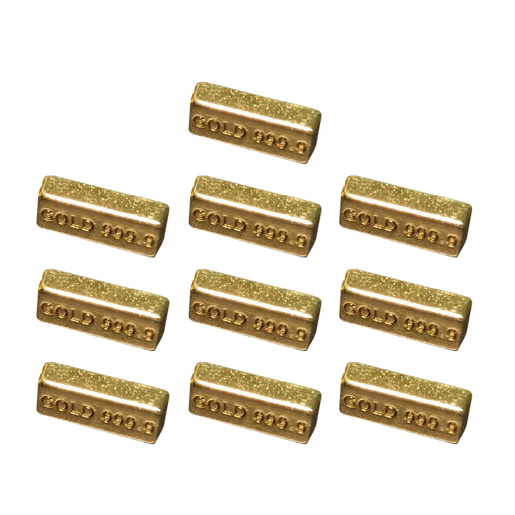 

10 Pcs Mini Gold Brick Bar Model Fridge Decor Magnets Toys Fake Dollhouse Miniature Pirate