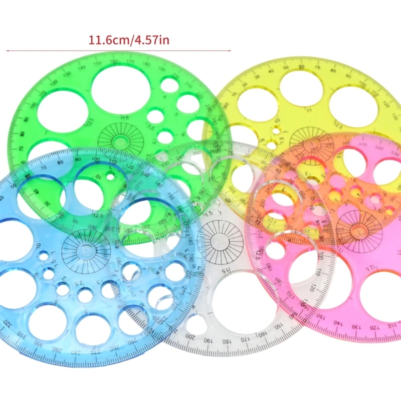 Goniometro per matematica da 5 pezzi, modello circolare, goniometro da 360 gradi per studenti