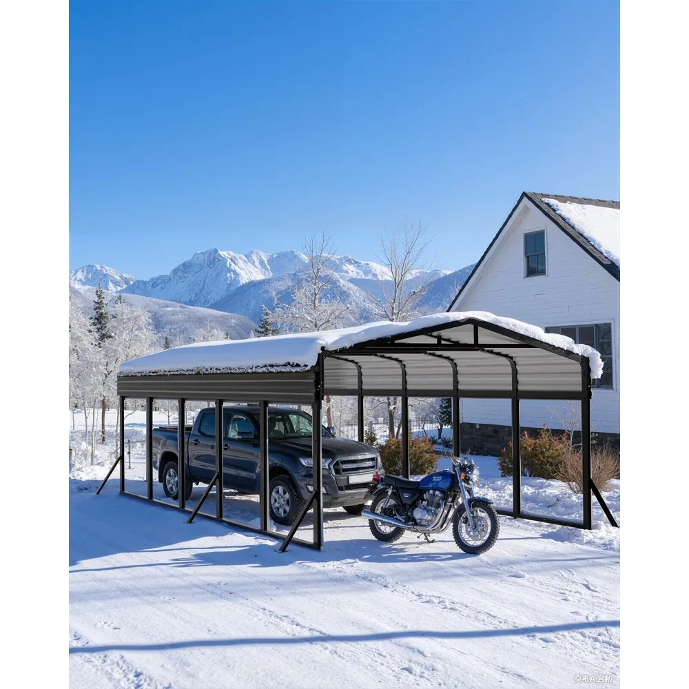 

12x25FT Metal Carport, Heavy Duty Car Port Canopy with Metal Roof and Frame, Extra Large Carports Withstand Strong Wind or Heavy