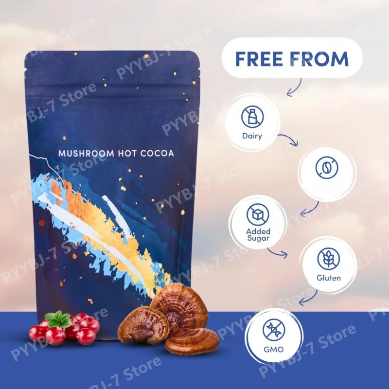 Suplemento para Dormir de Cacao Caliente con Hongos, Polvo de Cacao con Glicina de Hongos y Achicoria para Ayudar a Conciliar el Sueño y Mantenerse Dormido 222g