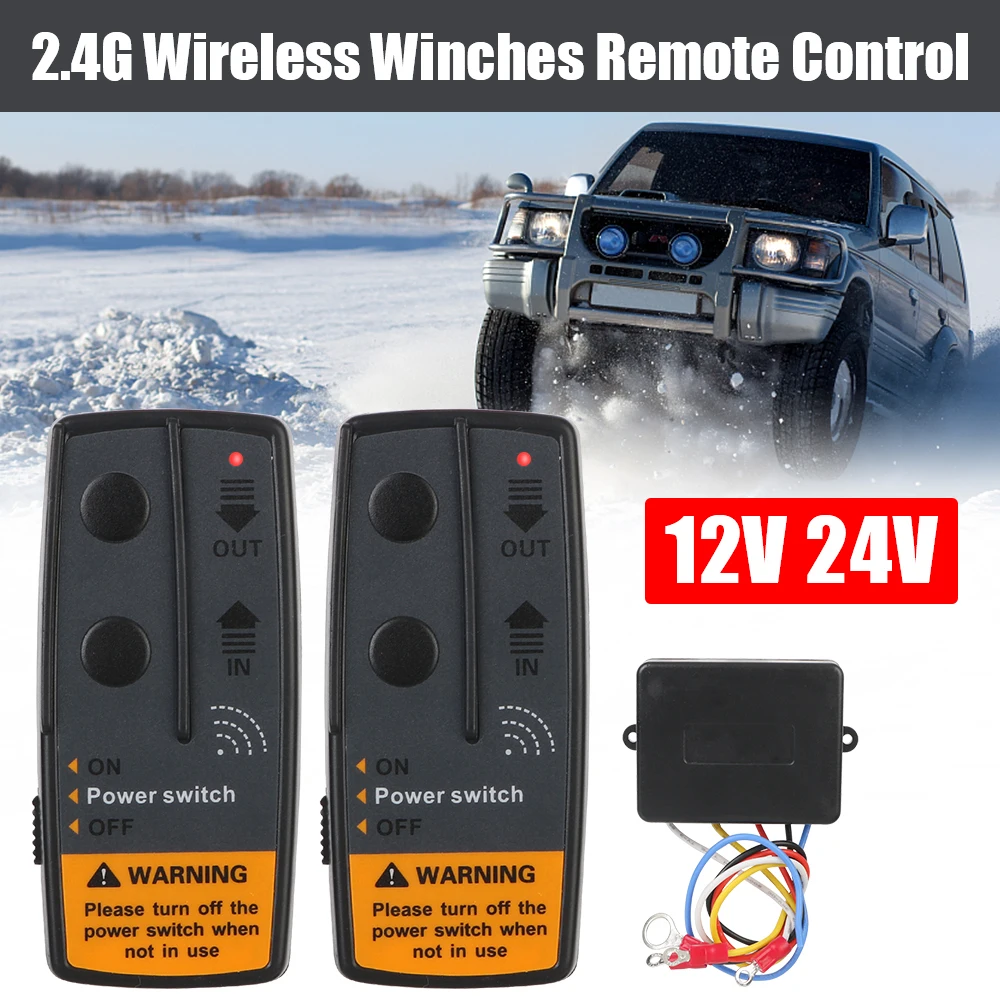 Wireless Remote Control Recovery Kit 72W Universal for Jeep Off-road ATV Trailer 2.4G 12V 24V Electric Winch Switch Controller