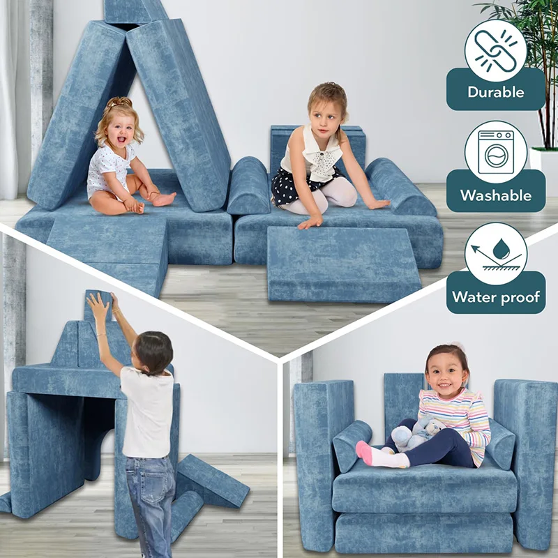 Canapé et canapé de jeu Montessori pour enfants, en mousse à mémoire de forme souple, Convertible et pliable, pour chambre à coucher et salle de jeux