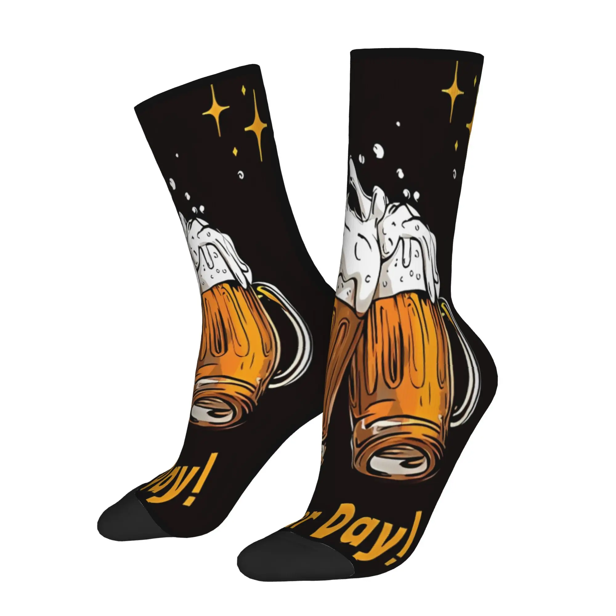 

1 Pair Funny Sock Happy Beer Day Celebrations Hip Hop Quality Pattern Printed Men Crew Socks Novelty Men's Socks