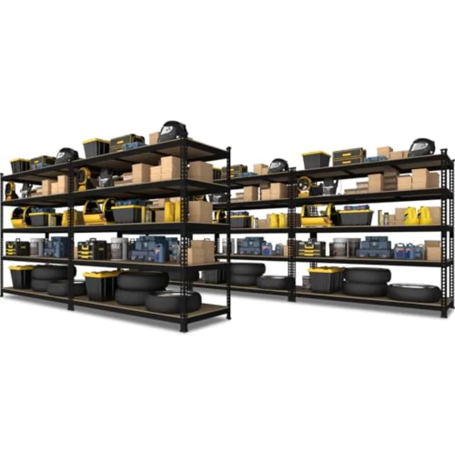 

Металлический стеллаж для хранения 48 x 24 x 72 дюйма, 5-ярусный, регулируемый, усиленный, для гаража, склада, кладовой, гардеробной