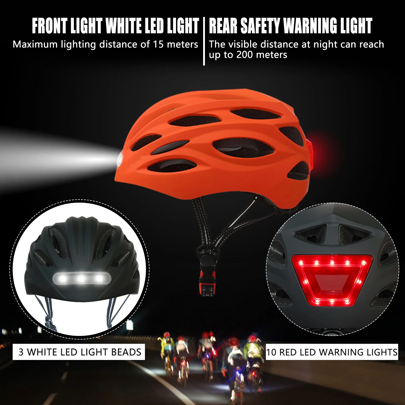 Portable Smart Bike Helmets with Light Adjustable Glowing Cycling Helmets Lightweight Breathable Helmets for Night Riding