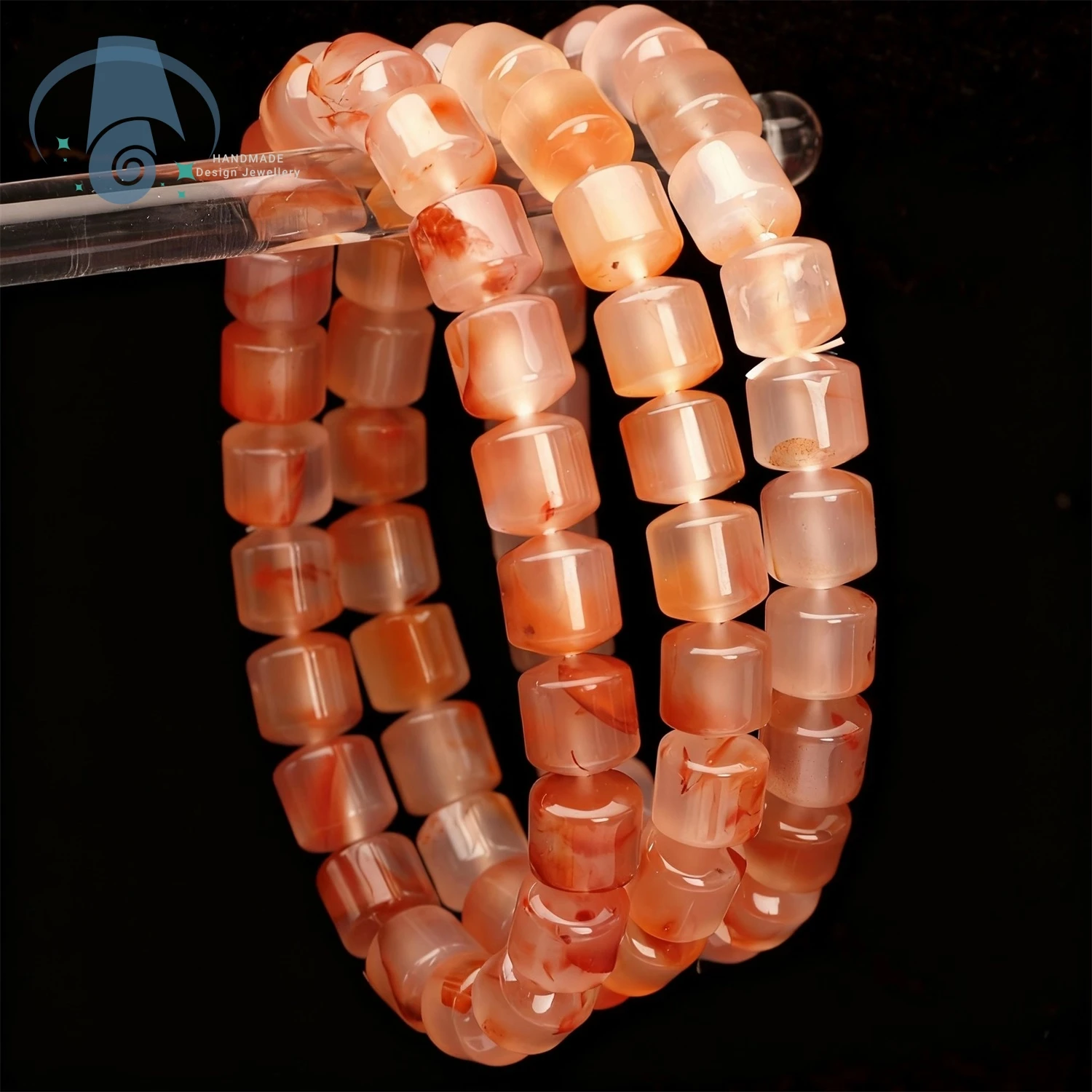 Nice Natural Ice Floating Nanhong Agate Straight Cut Barrel Beads Loose DIY Jewelry Components for Star Moon Bodhi Bracelet Maki