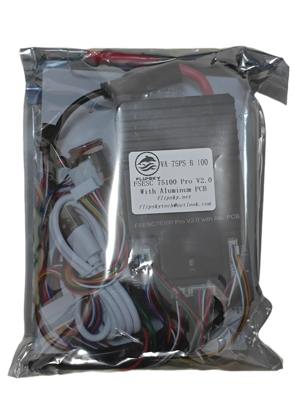 Flipsky 75100 Pro V2.0 Aluminum Pcb With Power Key Switch Button Based On Vesc For E-skateboard/scooter/ebike Speed Controller