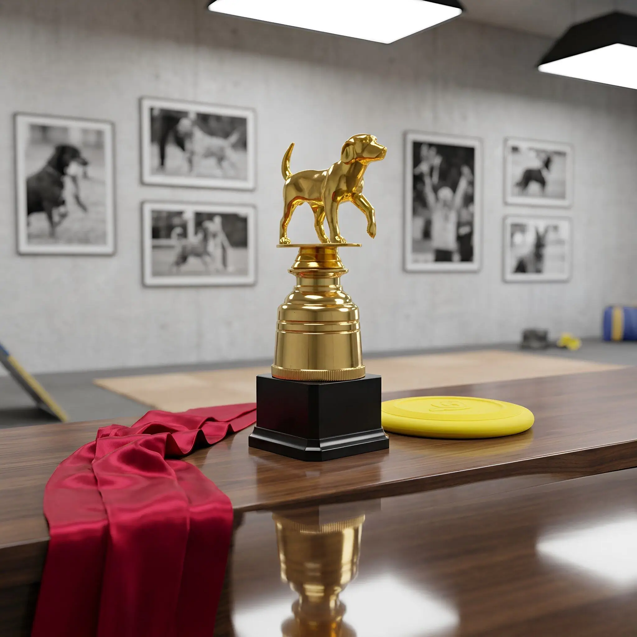 1st Place Gold Dog Trophy for Agility Contest, Sports Competition Winner Award, Desktop Trophy