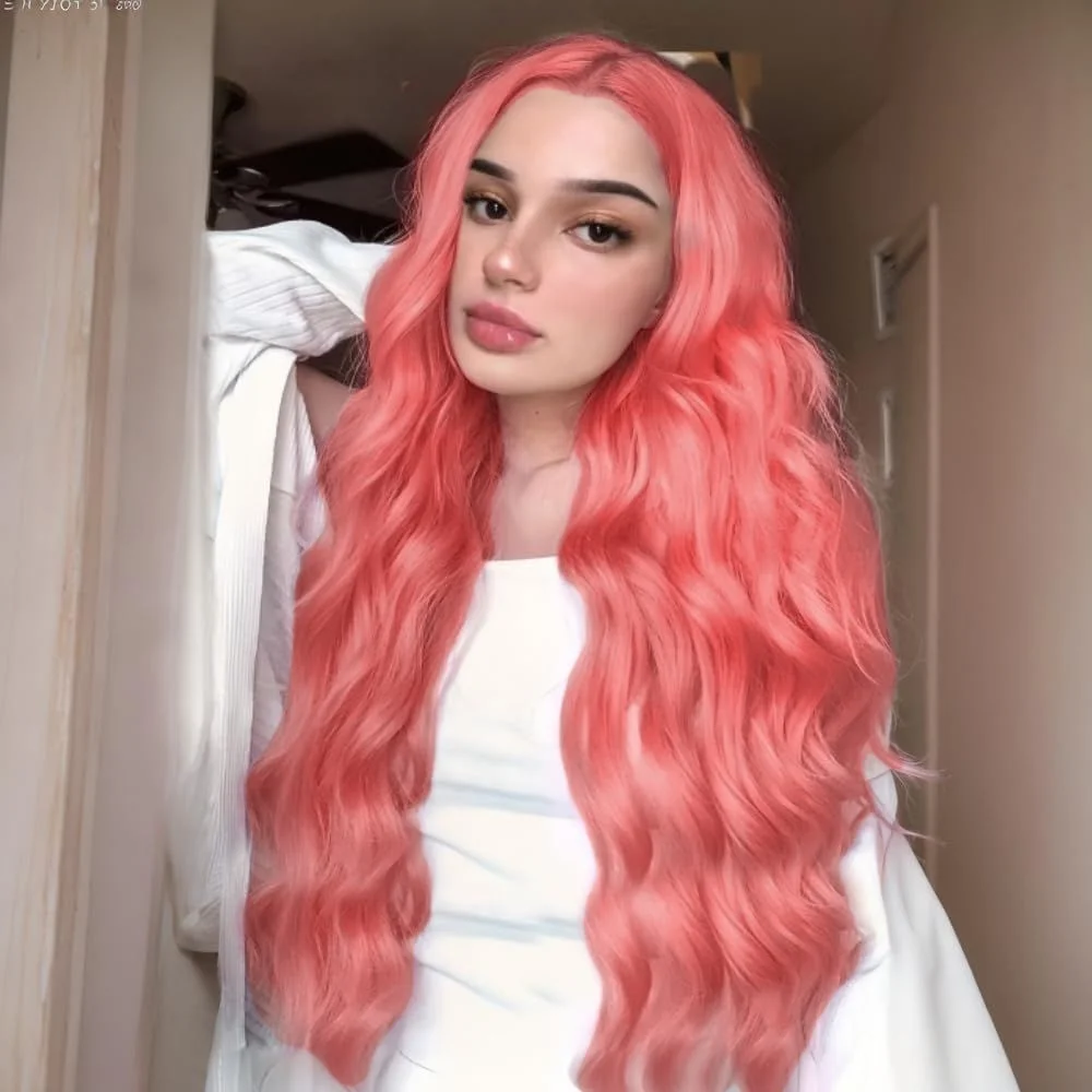 30 40 inch Pink hd lace frontal wig 13x6 human hair Brazilian Colored body wave Frontal Wigs 13x4 For Women choice wigs on clear