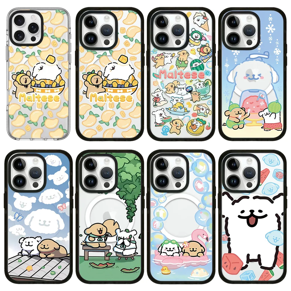 

Dog Friend Summer 2.0 Acrylic Border Case for IPhone 12 13 14 15 16 17 Pro Max Case - Protective IPhone Case