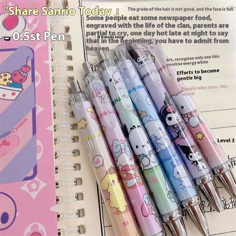 Sanrio 12-36pcs Gel Pen Cartoon Kuromi Hello Kitty Students Stationery Pens 0.5 Black Quick Drying School Kid Writing Office Pen