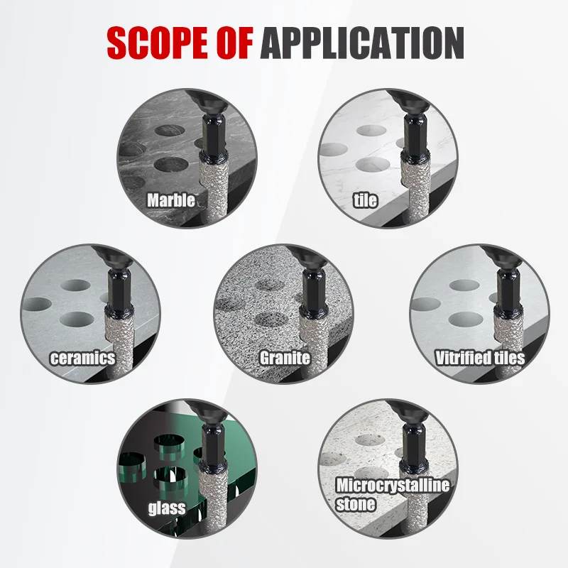 穴あけと研削両用 6-12mm 六角シャンク ドライ/ウェット使用 ダイヤモンド ドリル ビット セラミック タイル、大理石、花崗岩、ポルク用
