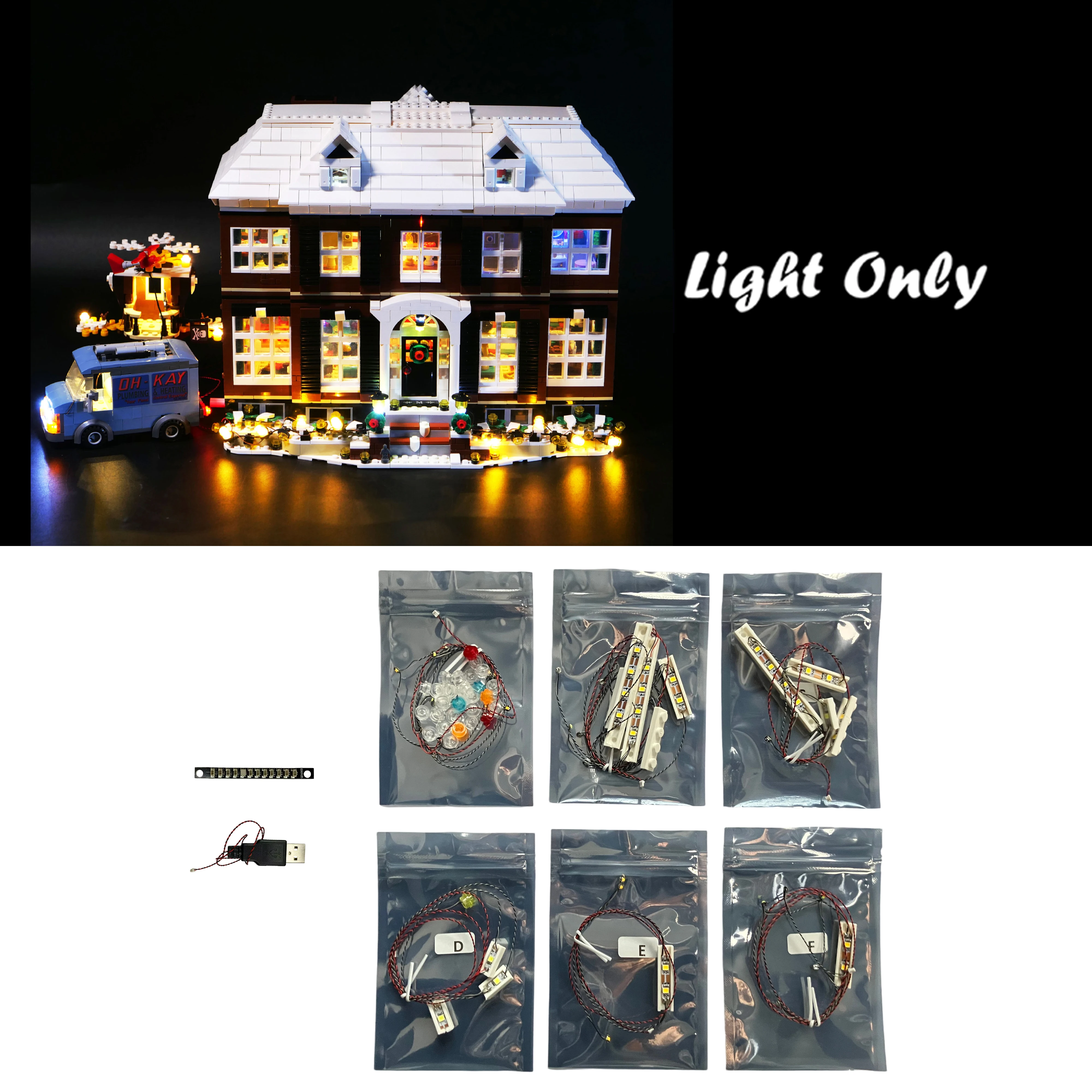 LED-verlichtingsset compatibel met 21330 Home Alone House Bouwstenen Model Afstandsbediening Lampaccessoires (alleen verlichting) - afbeelding 1