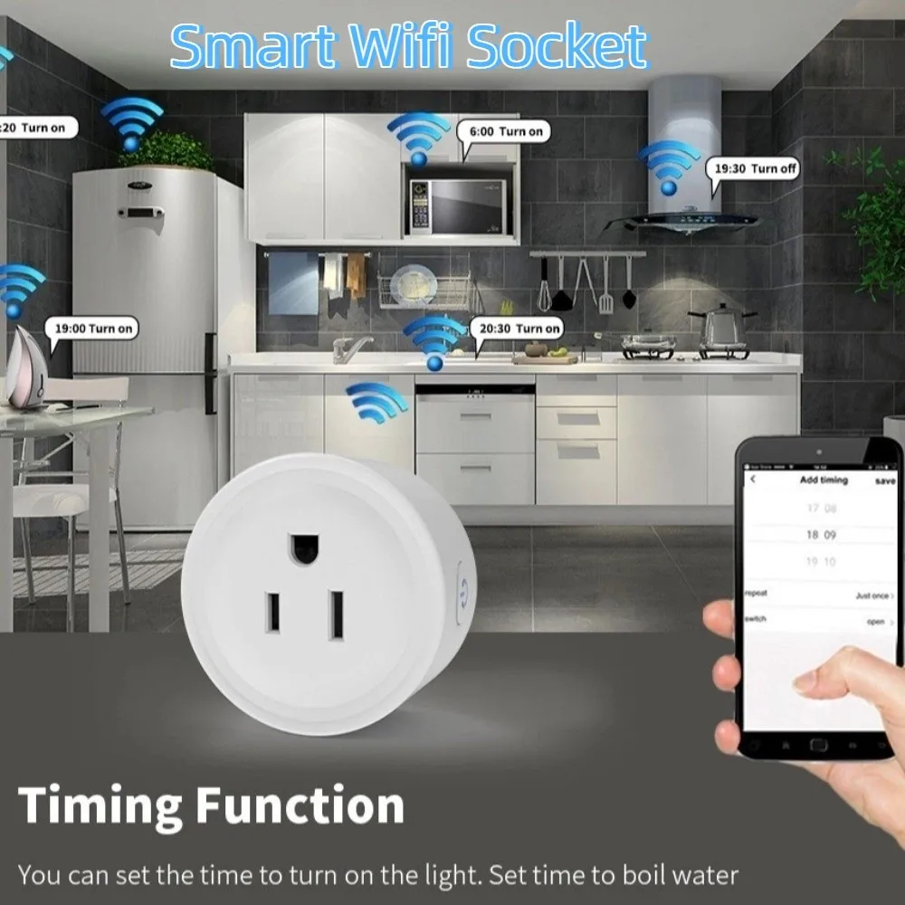 Remote Voice Control Smart Plug US Plug 110-240V Smart Plug Outlet Power Monitoring 10A/16A/20A Smart Wifi Socket Scene Linkage