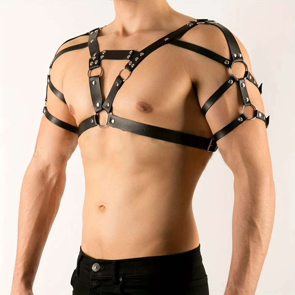 Fetish Gay BDSM Bondage Men Sexy PU Leather Cage Harness Male Lingerie Adjustable Sexual Body Punk Style Belt Harajuku For Adult