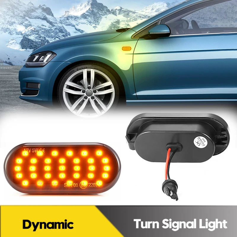 2Pcs Canbus LED Side Marker Lights Turn Signal Lamps For Ford C-Max Fiesta MK6 Focus MK2 Fusion Galaxy Amber OEM#YM2113K309AB