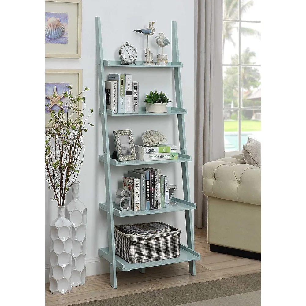 

Американская книжная лестница-стеллаж в цвете «морская пена» для декора домашней библиотеки