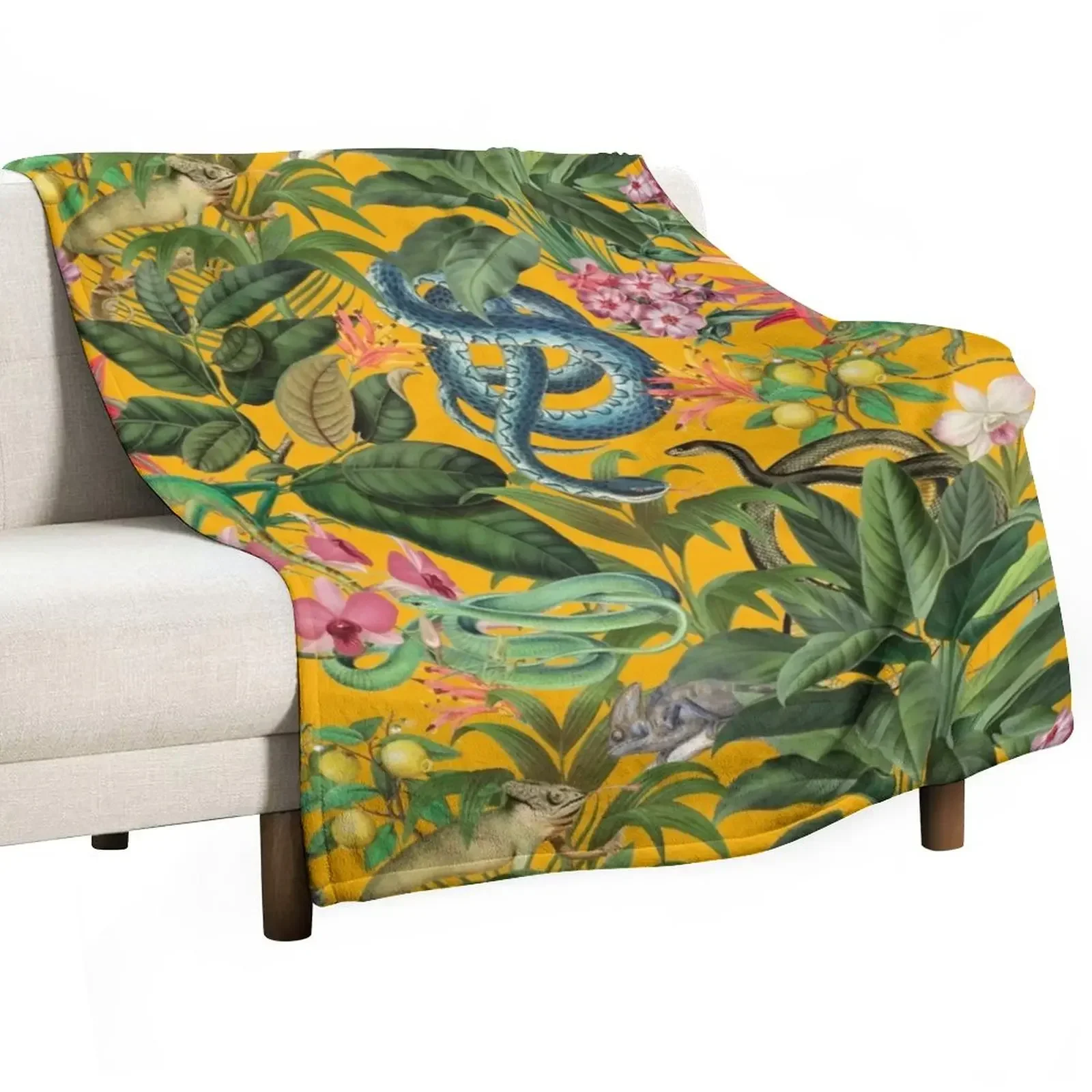 

Copy of Midnight Jungle Bird Tropical Paradise Vintage Botanical Illustration Throw Blanket manga Cute Plaid Blankets