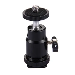 PULUZ Cold Shoe Tripod Head with Lock 360 Degree Camera Mini Ball Head Adapter 1/4 Screw Mount DSLR Camera Accessories