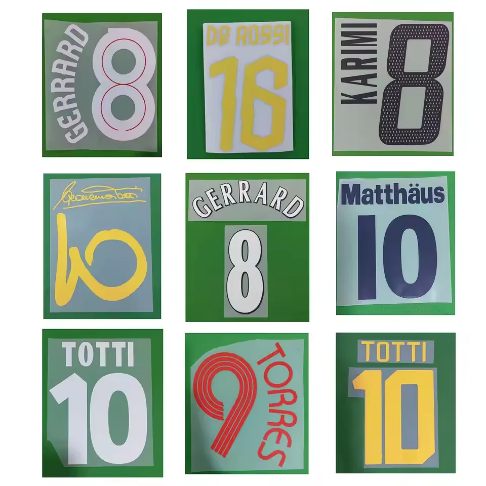 

Retro Nameset Printing Club Team Customize Name Number Heat Transfer Soccer Patch Badge