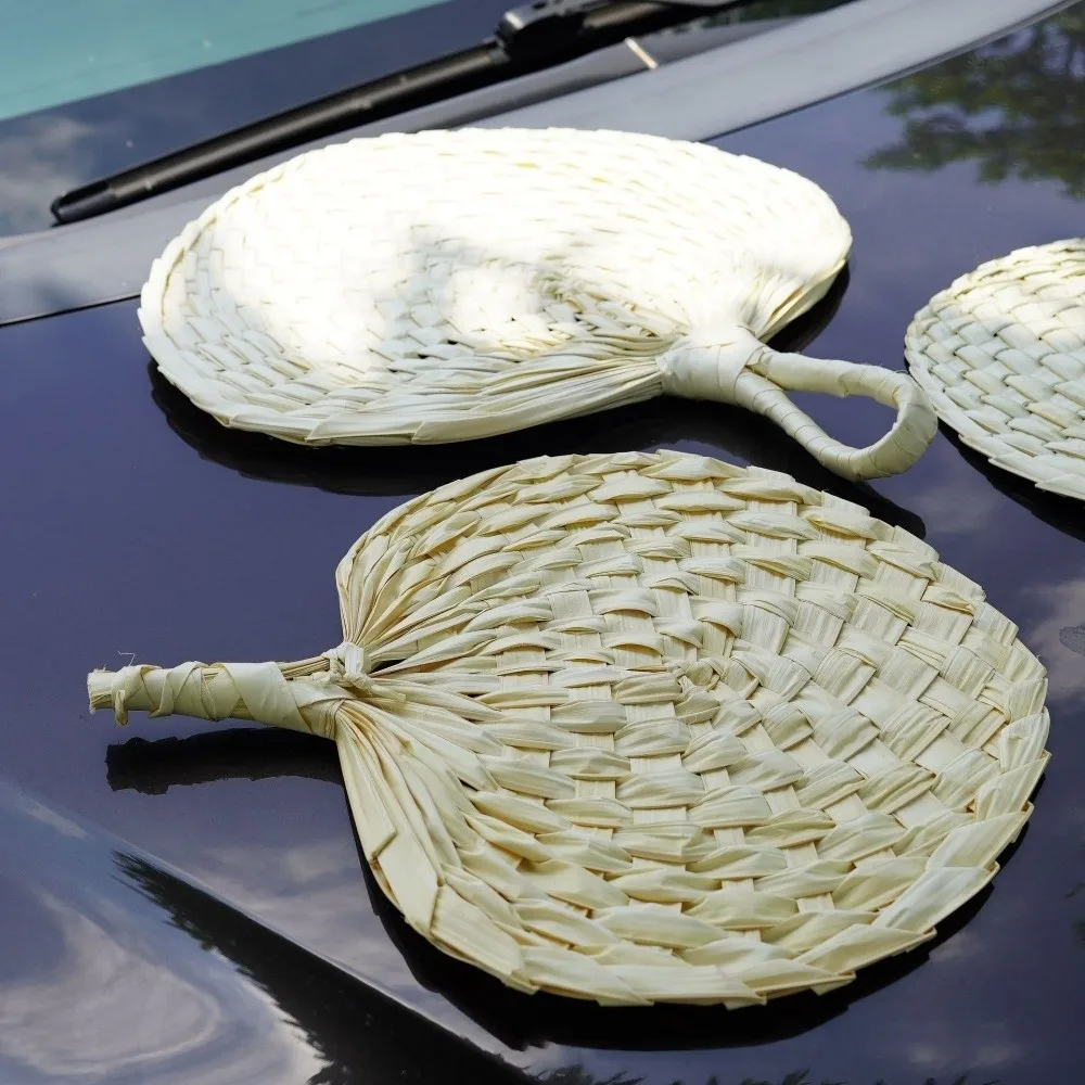 Durable Manual Straw Hand Fans Handmade Ancient Style Hand-woven Dance Fan Chinese Style Portable Small Summer Cooling Fan