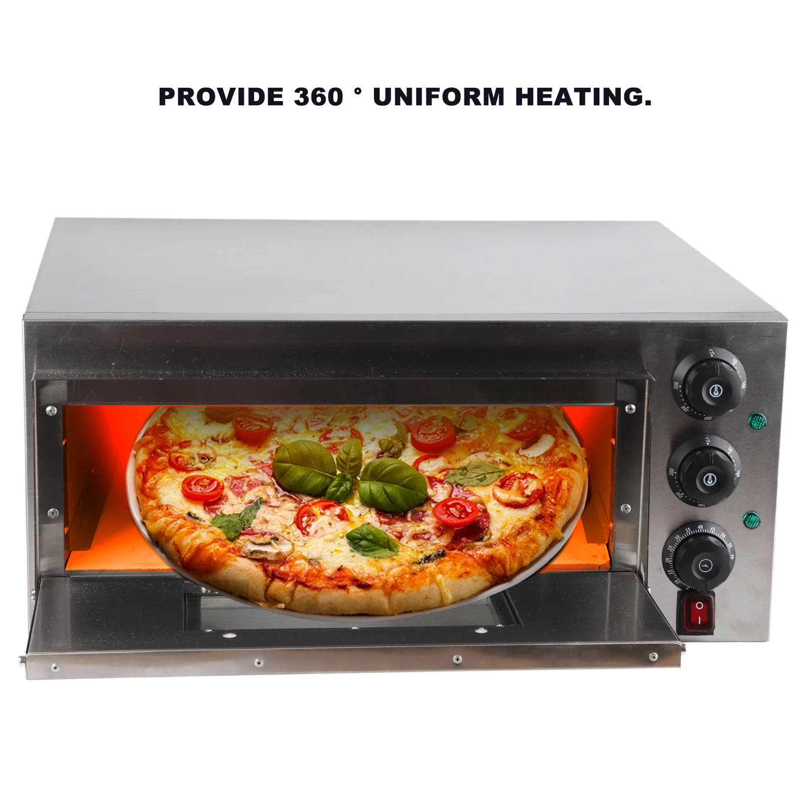 Commercial Pizza Oven 1 Deck 0‑350℃ 0‑90 Minutes Timing 1300W Pizza Maker for Home Restaurant