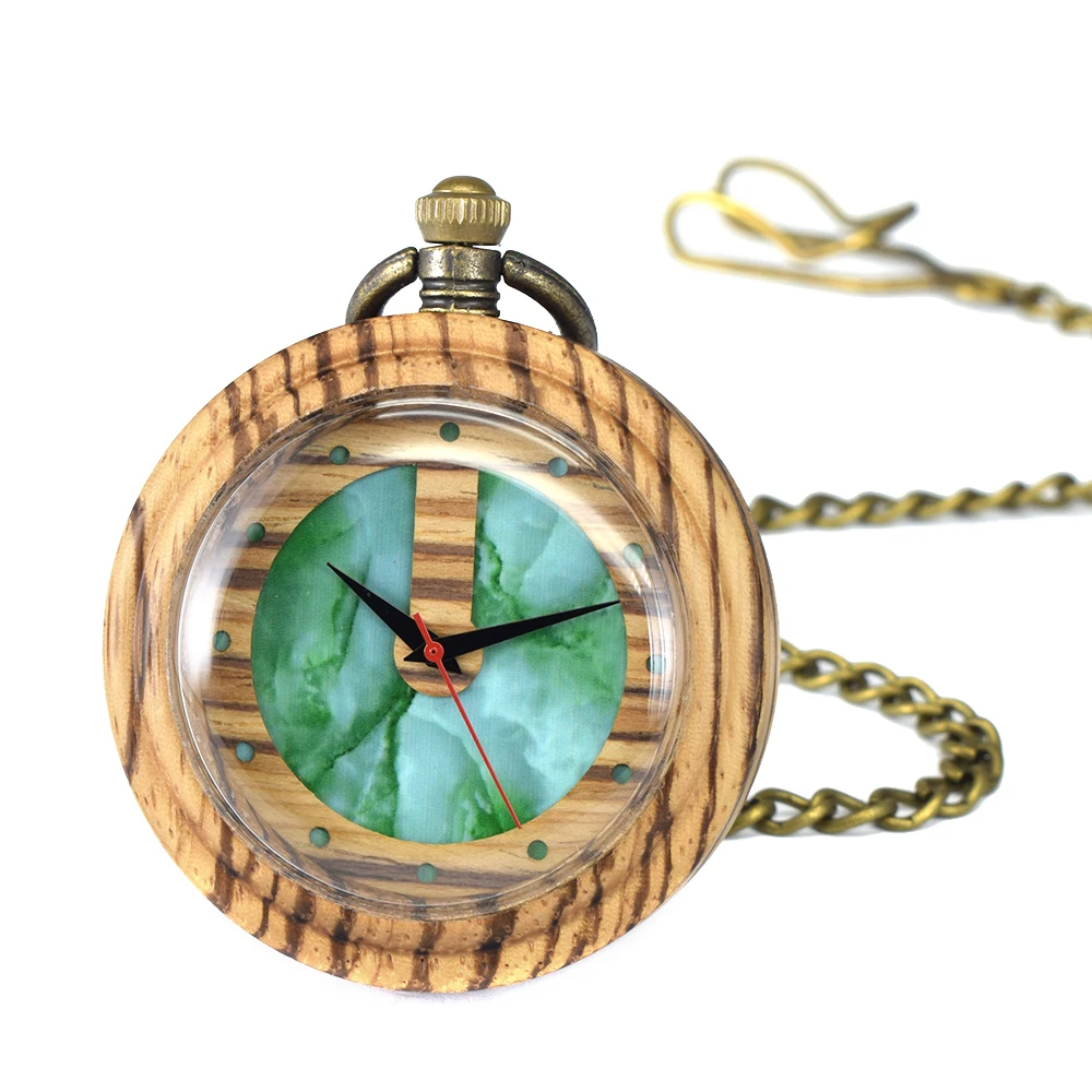 Wooden Pocket Watch,Customized Wooden Pocket Watches for Men Handmade Bamboo Wood Analog Quartz Custom Pocket Watch with C