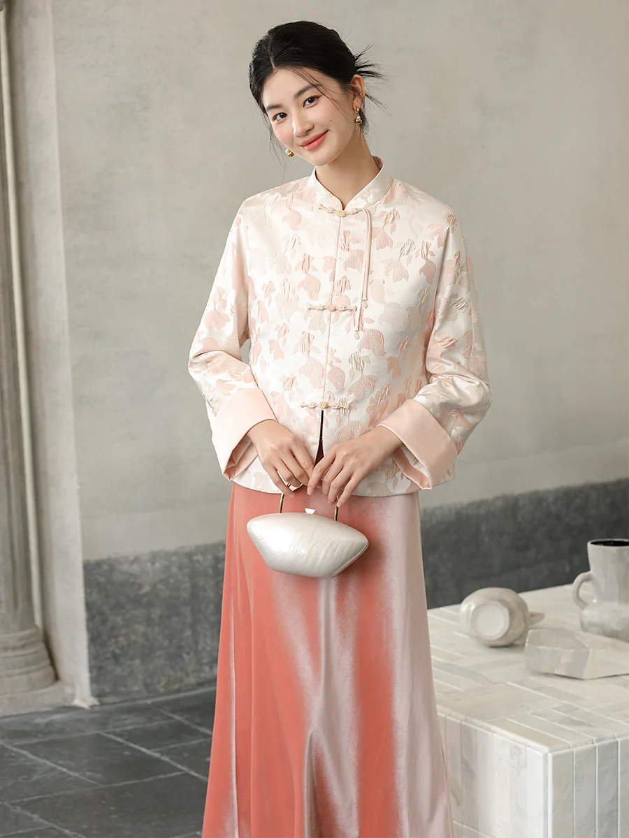 

ChuChan, новое китайское женское хлопковое пальто с воротником-майтом, элитное двухцветное рельефное пальто с вышивкой, теплое зимнее пальто ort Sve