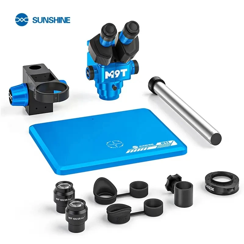 

SUNSHINE M9T-B11 Trinocular Stereo Microscope, 6-45X Continuous Zoom, HD Imaging, for Phone Repair & Scientific Research