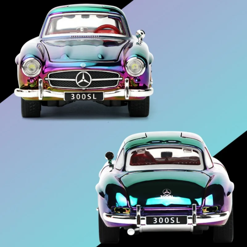 

1:32 Benzs 300SL модель автомобиля из сплава, литье под давлением, металлические классические гальванические автомобили, модель автомобиля, имитация звука и света, подарки для детей