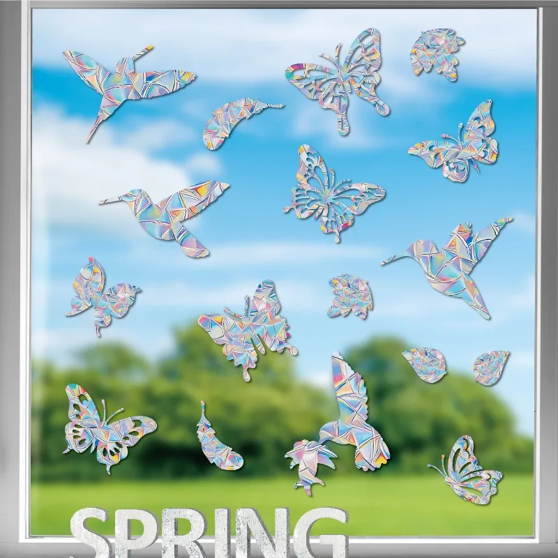Window Decals for Birds Strikes Suncatcher Stickers Rainbow Window Clings for Glass Windows Anti-Collision Bird Deflectors