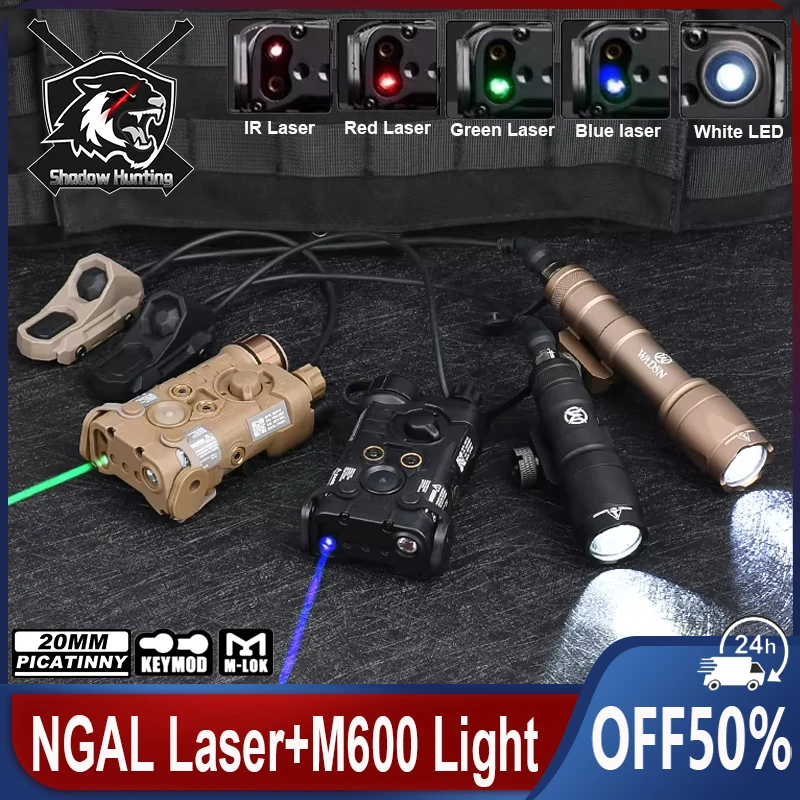 

WADSN Tactical NGAL Red Green Blue Dot IR Laser Airsoft M600C Flashlight White LED Spotlight With NAxon Mod Button Switch Strobe