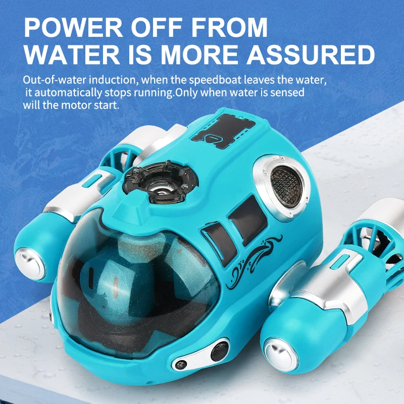 2.4GHz Rc Boat Toys Remote Control Boat Waterproof Spray Swimming Pool Bathing RC Steamboat For Boys And Girls Children\'s Gift