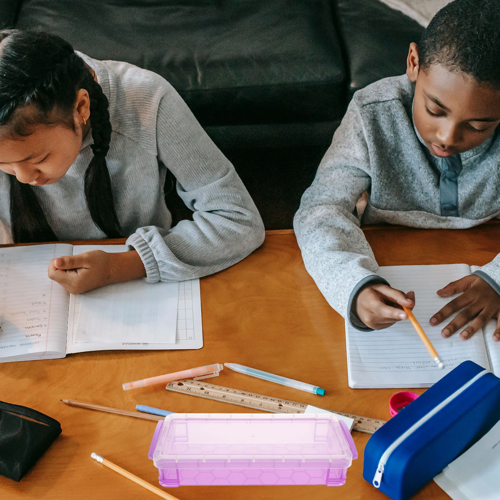 

4Pcs Pen Pencil Storage Boxes Heavy Duty Stationery Containers for Kids School Art Drawing Portable Organizer Case