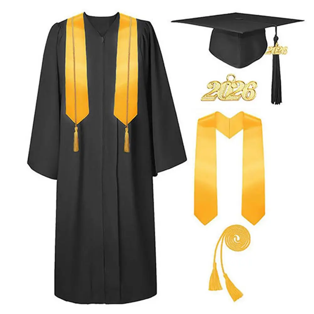 Unisex Adult Academic Graduation Gown Set Arts Student Graduation Robe with V Neck Hat Student Graduation Ceremony Costume 2026