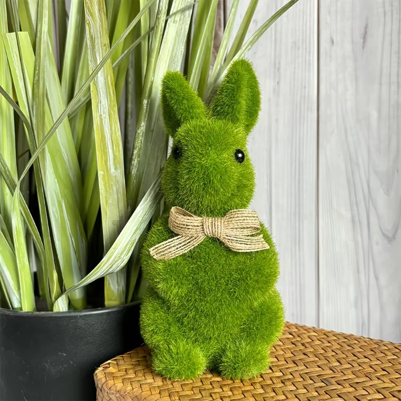

6.69inch Standing Moss Rabbit, Easter Garden Decoration, Indoor Potted Plant Decor, Moss Rabbit Ornament, Tabletop