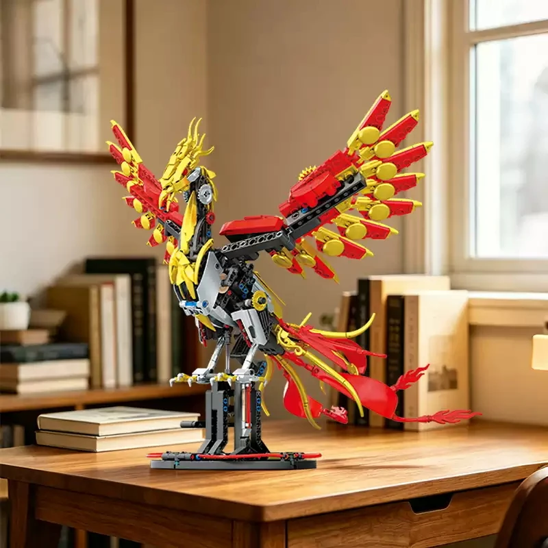 Idea Divine Bird Cyber Building Block Mechanical Phoenix Battle Robot Mech Model Stem Construction Brick Toy Collection For Gift
