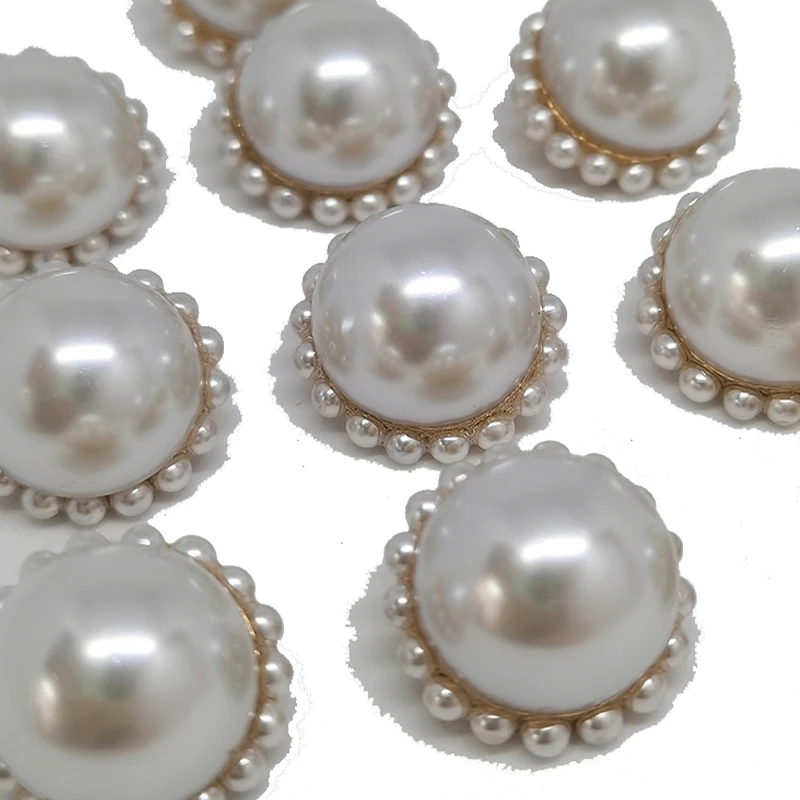 18MM Luxury Big Pearl Buttons For Crafts Sewing Notion Supliers Vintage Elegant Button Up Sewing Accessories Decorative Sew DIY